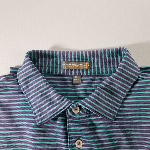 Peter Millar Summer Comfort Golf Polo Size XL Polo Shirt Blue Purple Men Patch - Picture 2 of 9